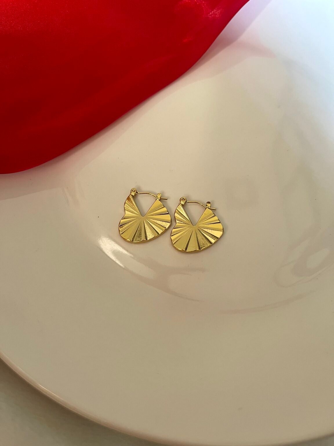 Textured Heart Hoop Earrings - Image 2