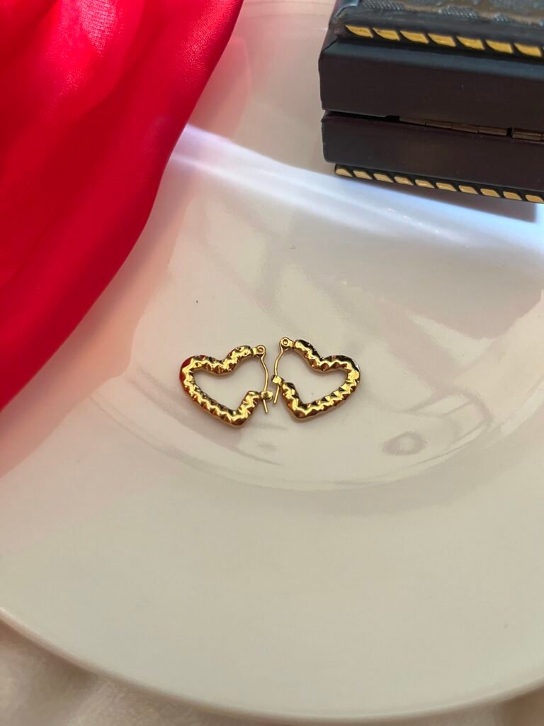 Hammered Heart Hoop Earrings