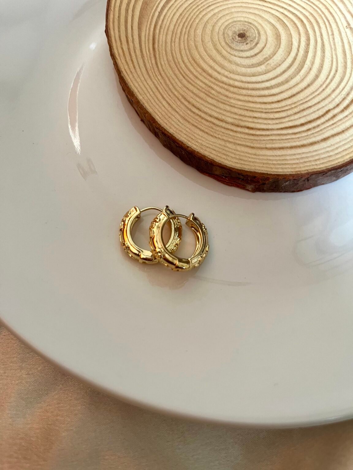 Vintage Designed Hoop Earrings - Image 2