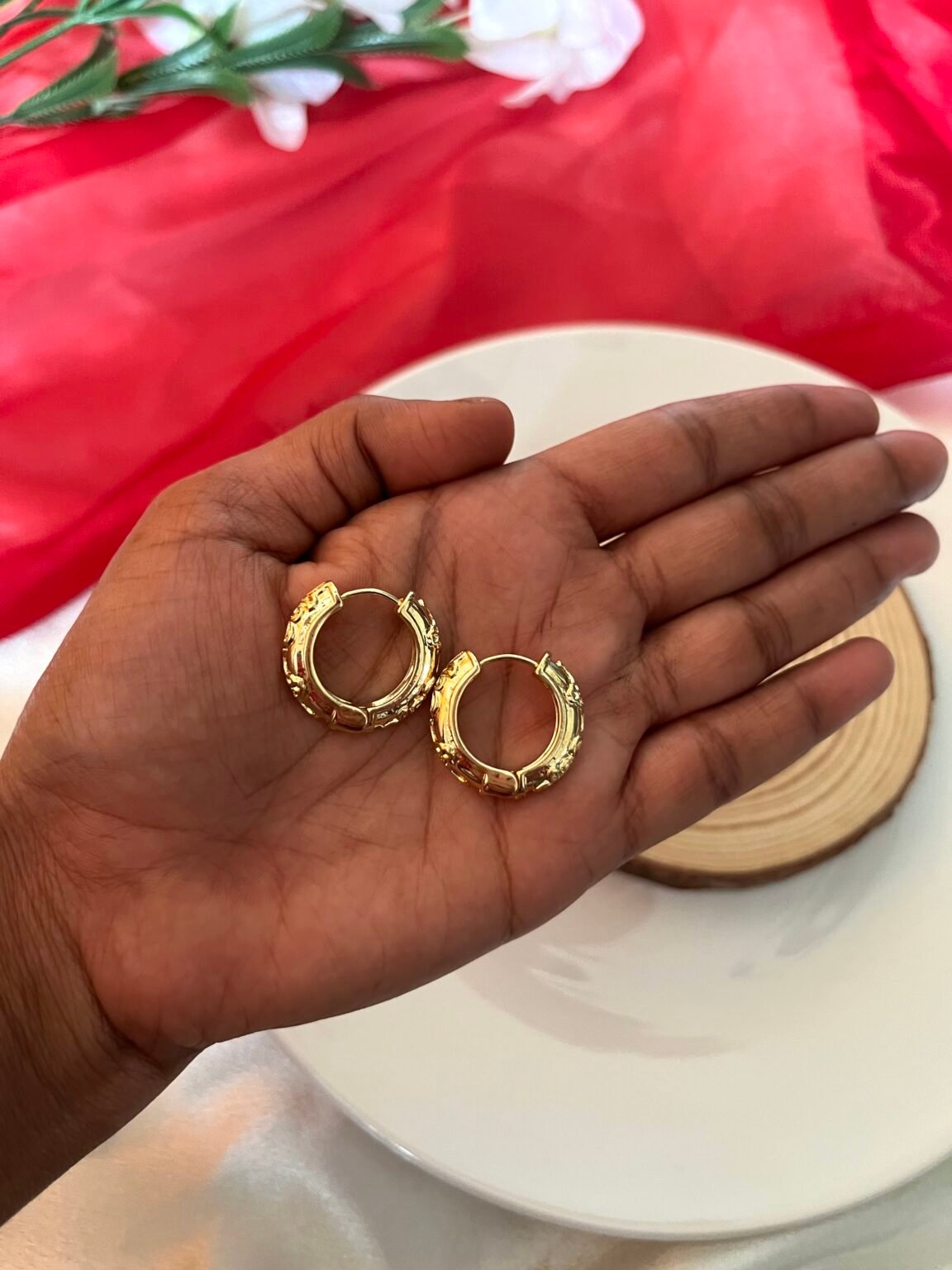 Vintage Designed Hoop Earrings - Image 3
