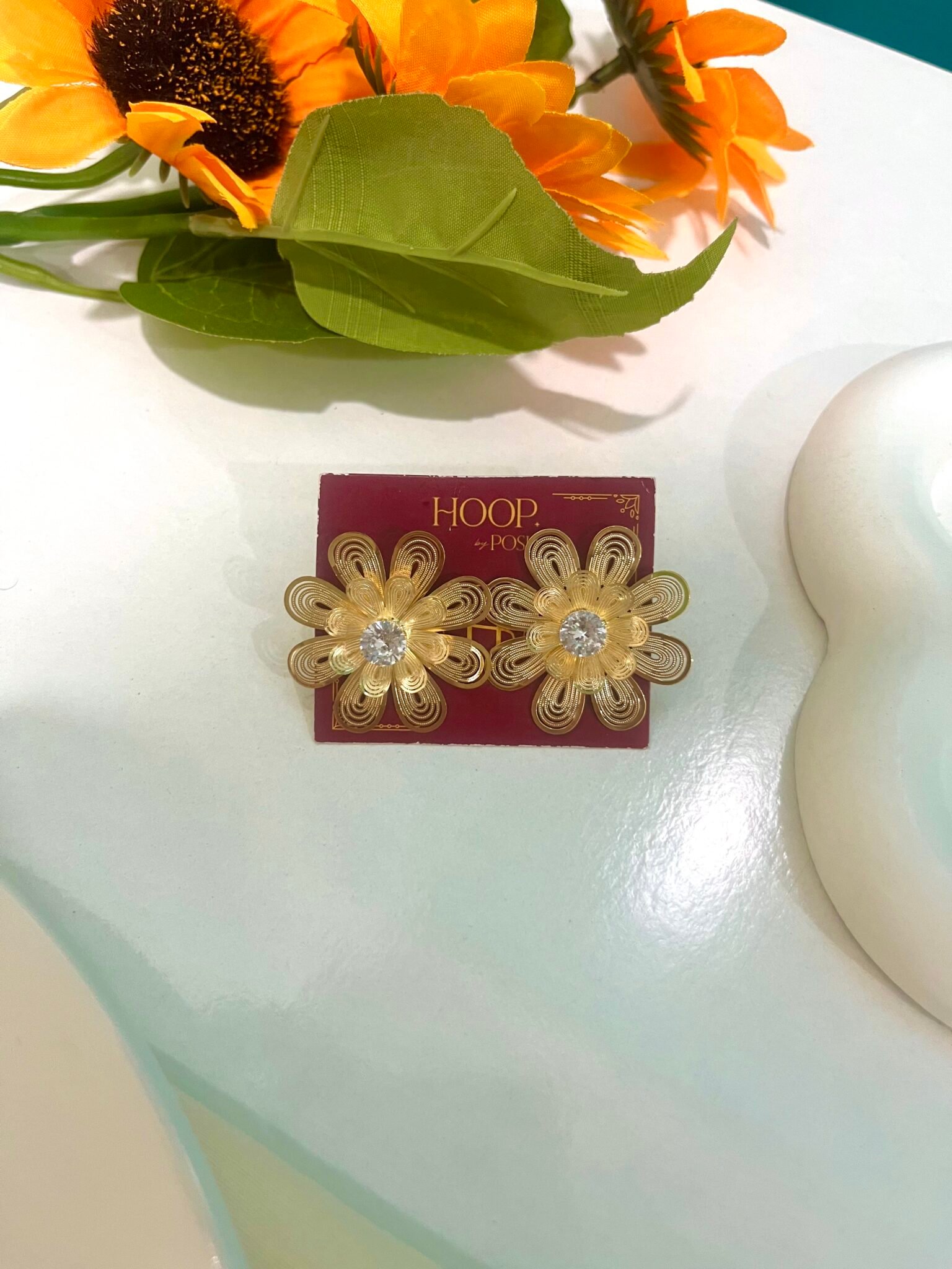 Mesh Flower Boho Earrings - Image 2