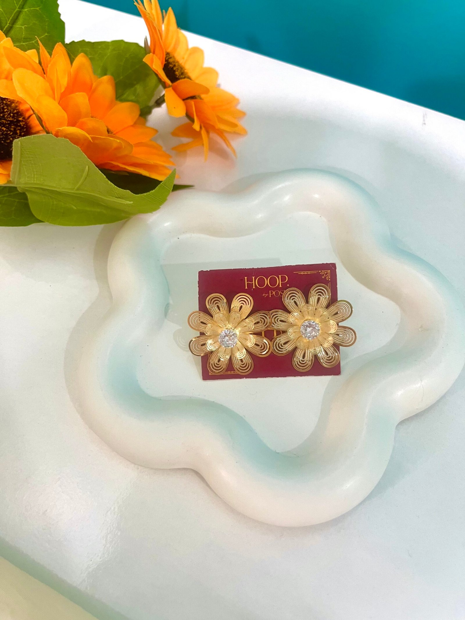 Mesh Flower Boho Earrings