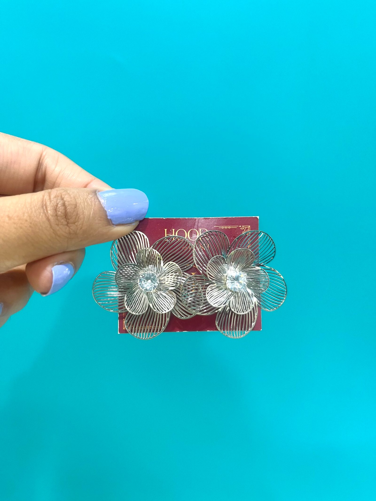 Silver Mesh 5 Petals Boho Earrings