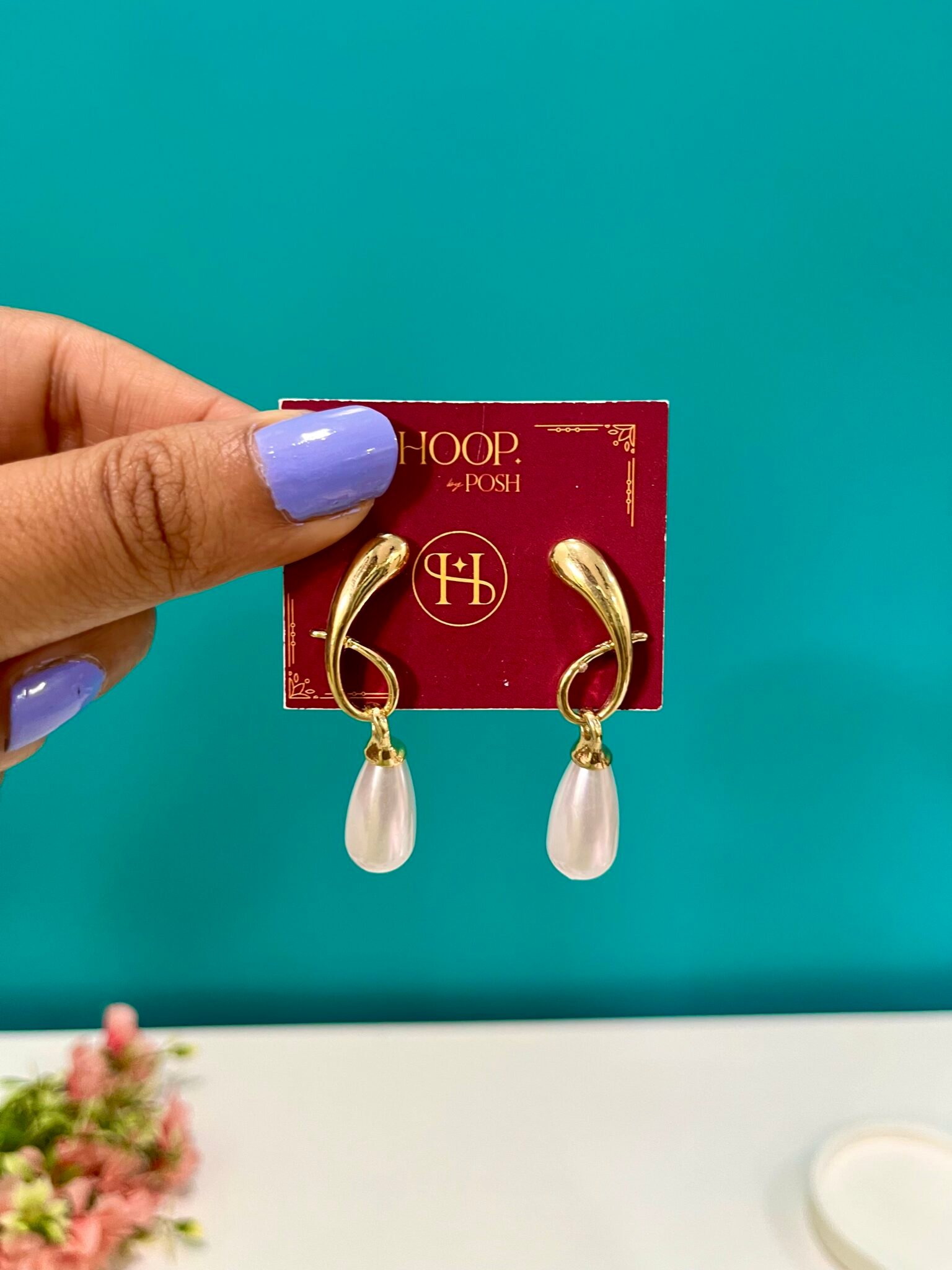 Rubans Gold Plated Pearl Drop Earring - Image 3