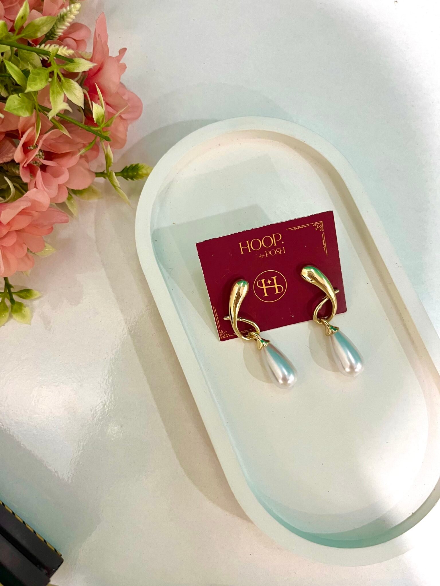 Rubans Gold Plated Pearl Drop Earring - Image 2