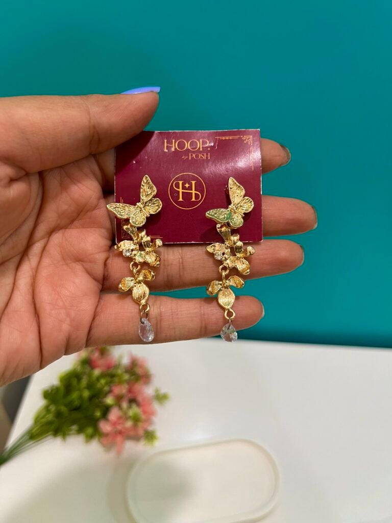 Butterfly Dangler with Crystal Drop Earrings