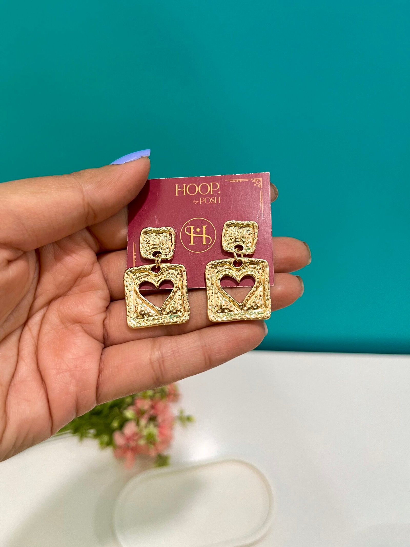 Dual Square Heart Earrings