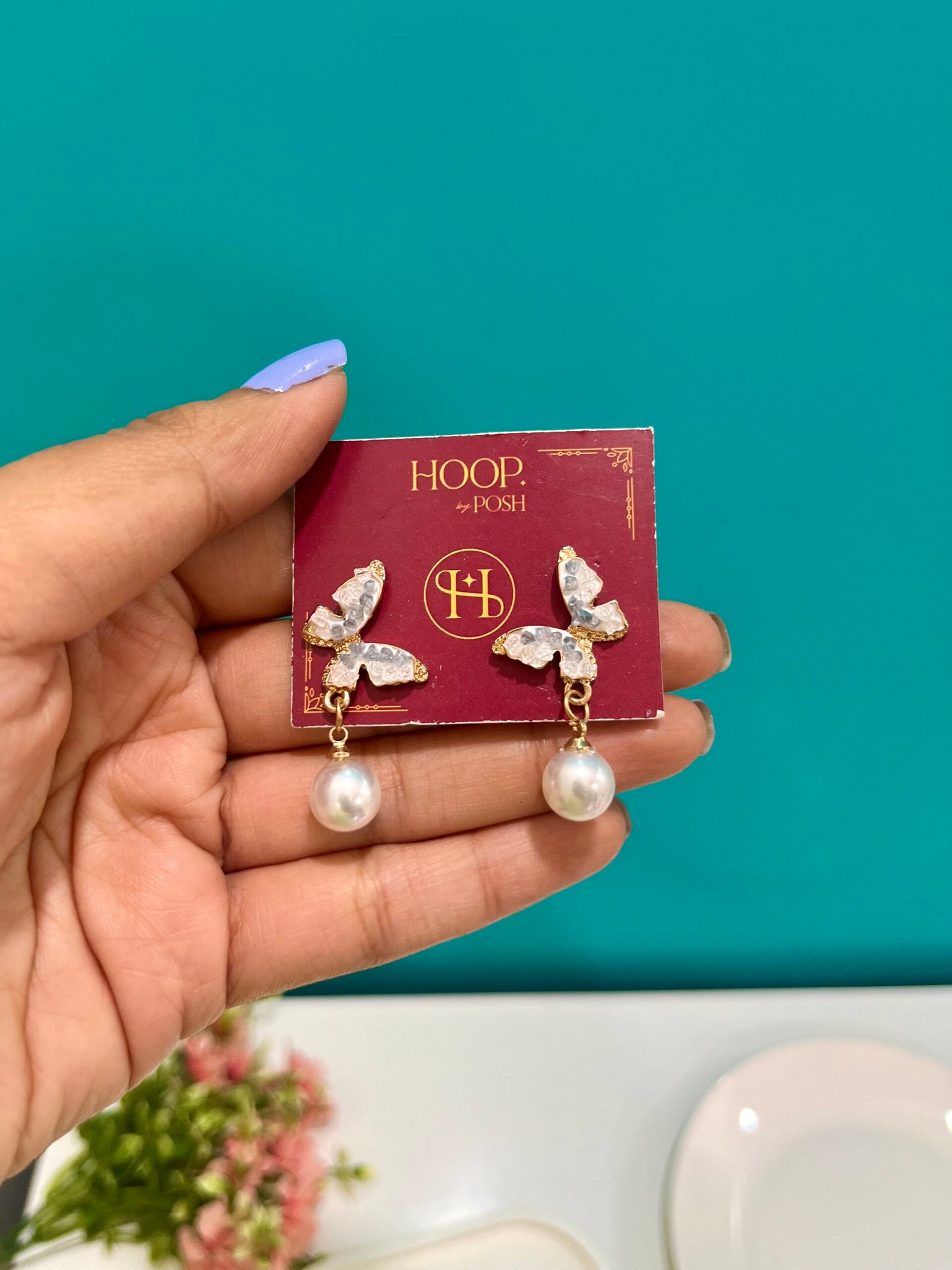 Cute Butterfly Pearl Drop Crystal Stylish Earring