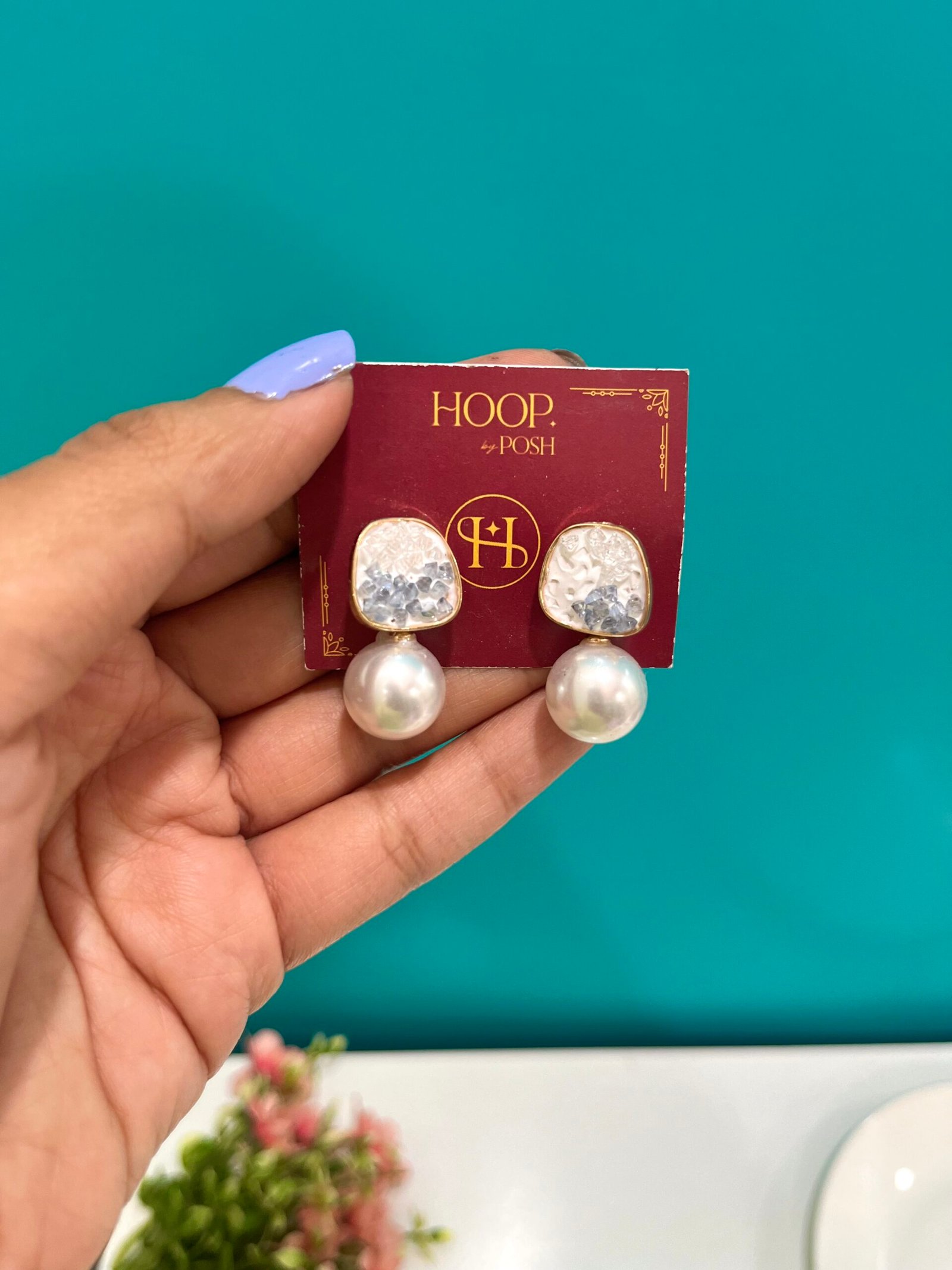 Sugar Crystal Pearl Drop Earrings