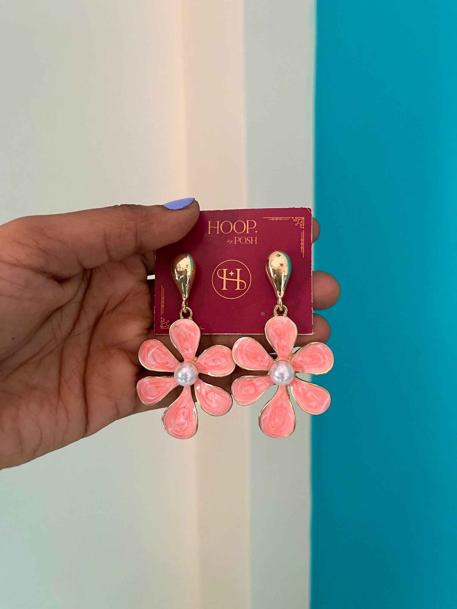 Enamel Drop Flower Earrings - Image 3