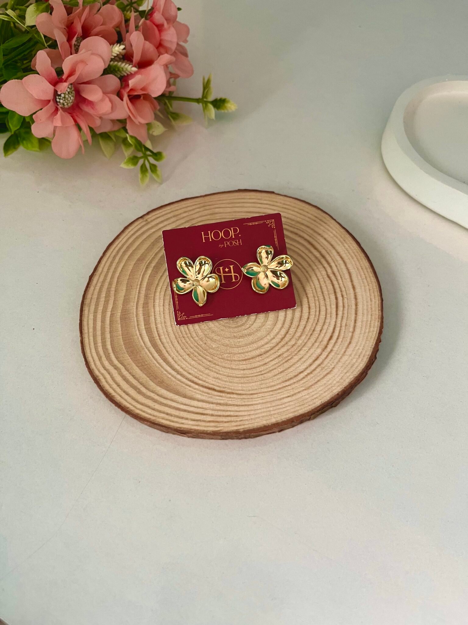 Anti Tarnish Flower Stud Earrings - Image 2