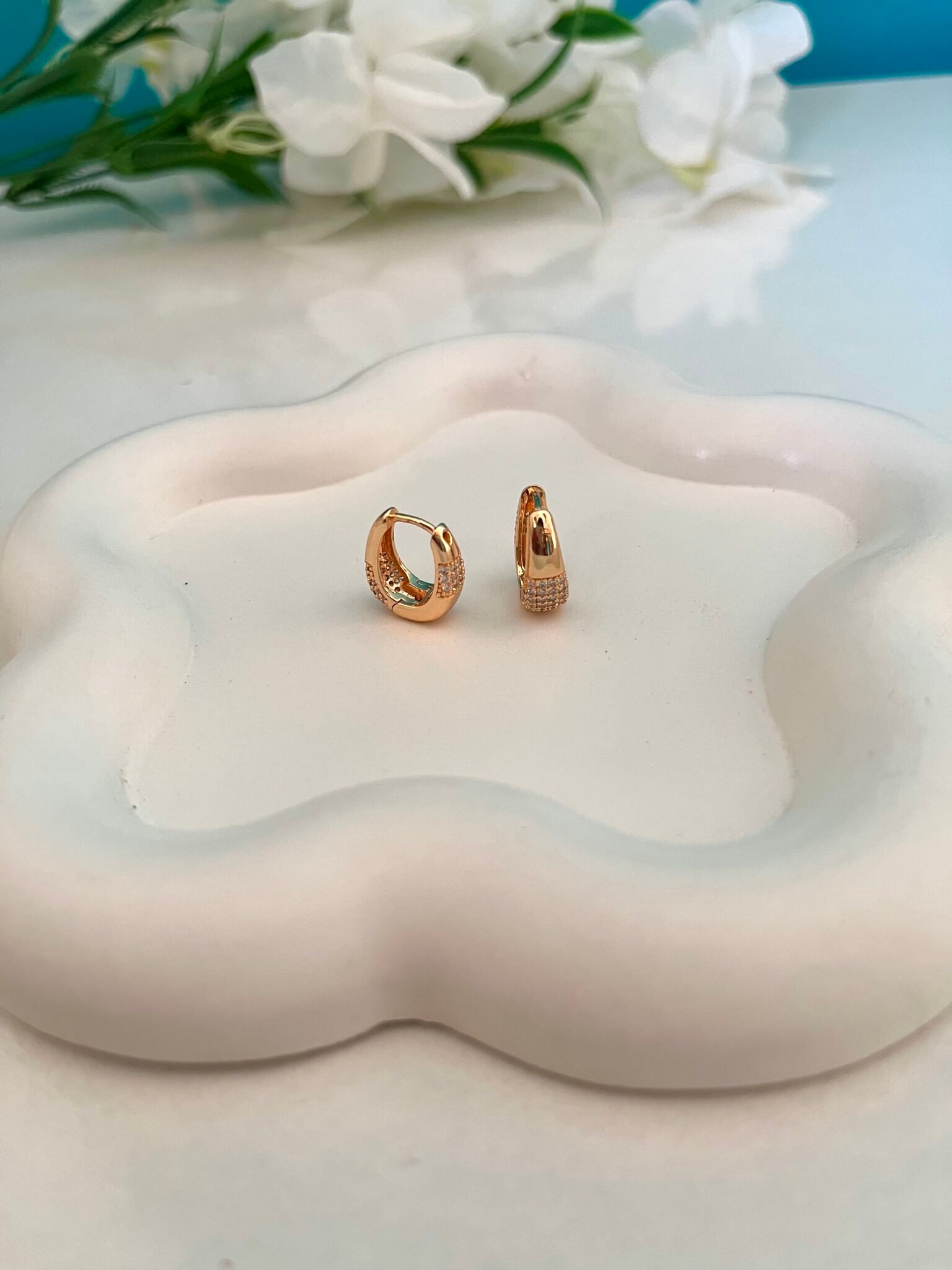 Ira Stylish Diamond Hoop Earrings - Image 2
