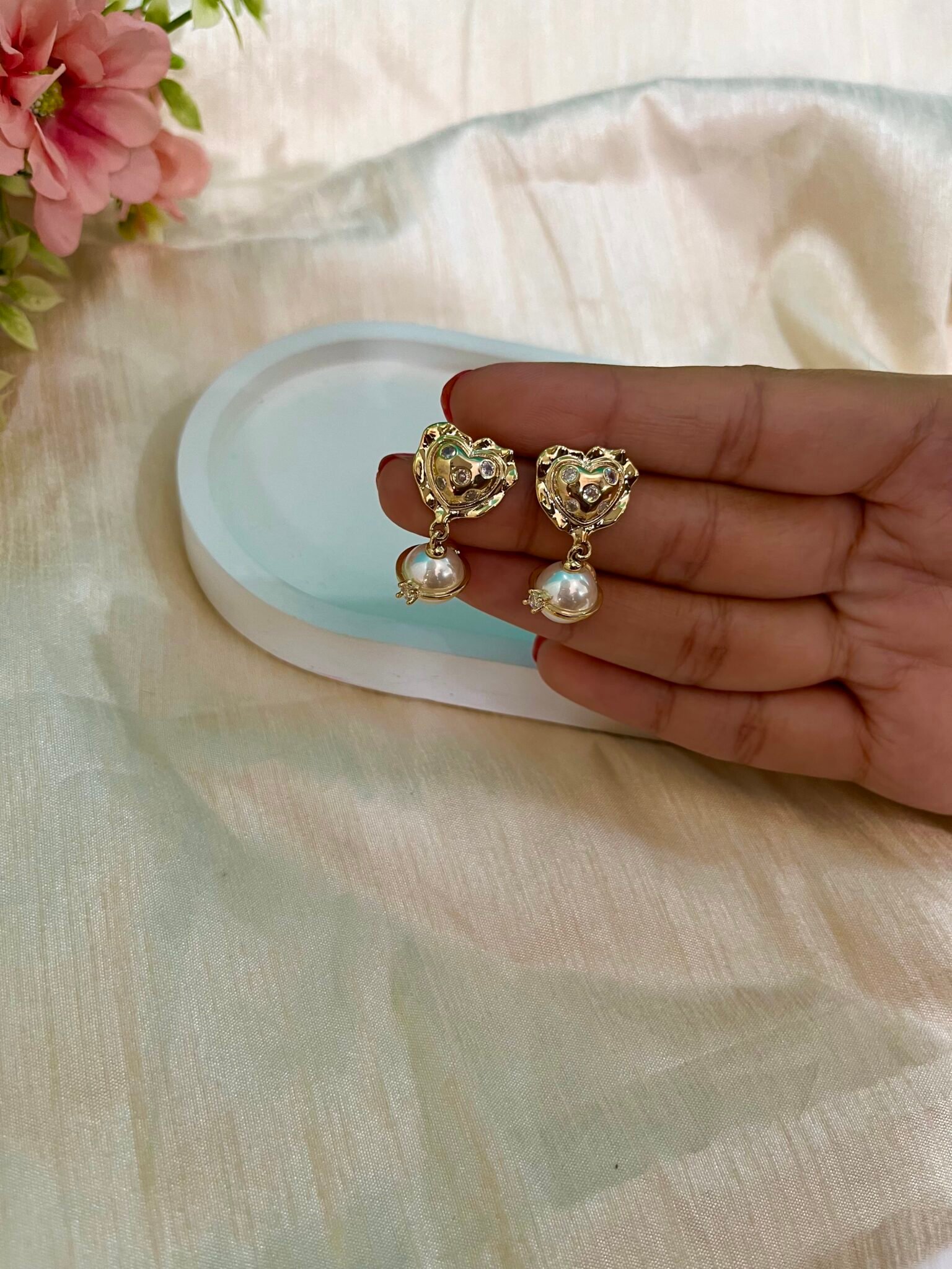 Florence Heart Statement Earrings - Image 2