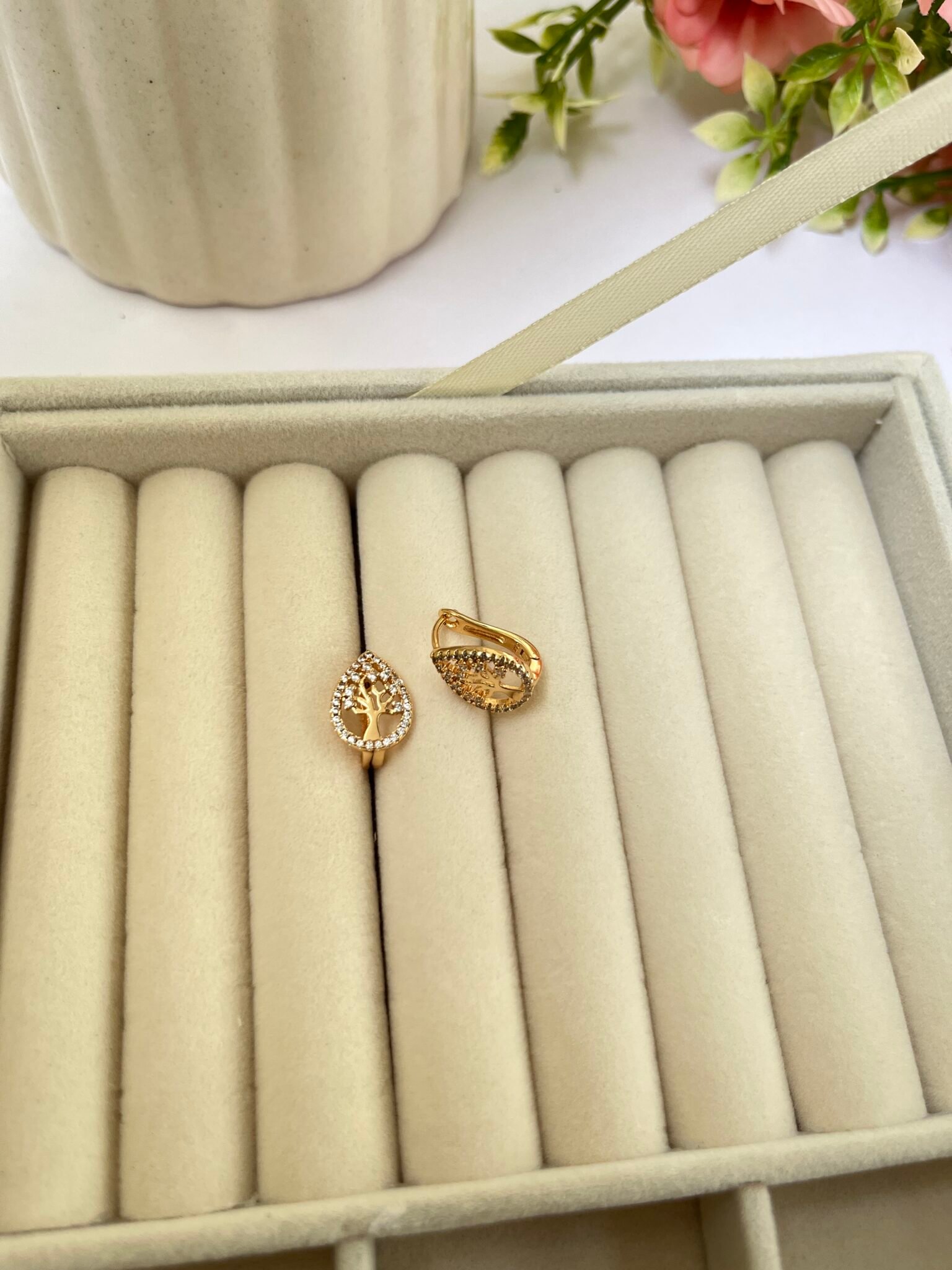 Branching Leaf Diamond Earrings - Image 2